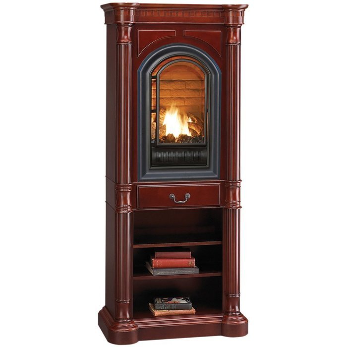 HearthSense Liquid Propane Vent Free Gas Tower Fireplace- 20,000 BTU- Cherry Finish