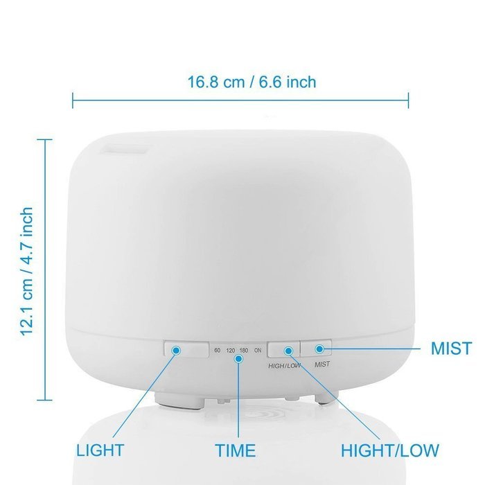 Magnet Ultrasonic 500ml Aromatherapy Essential Oil Diffuser with 4 Timer Settings 7 LED Color Changing Lamps N2