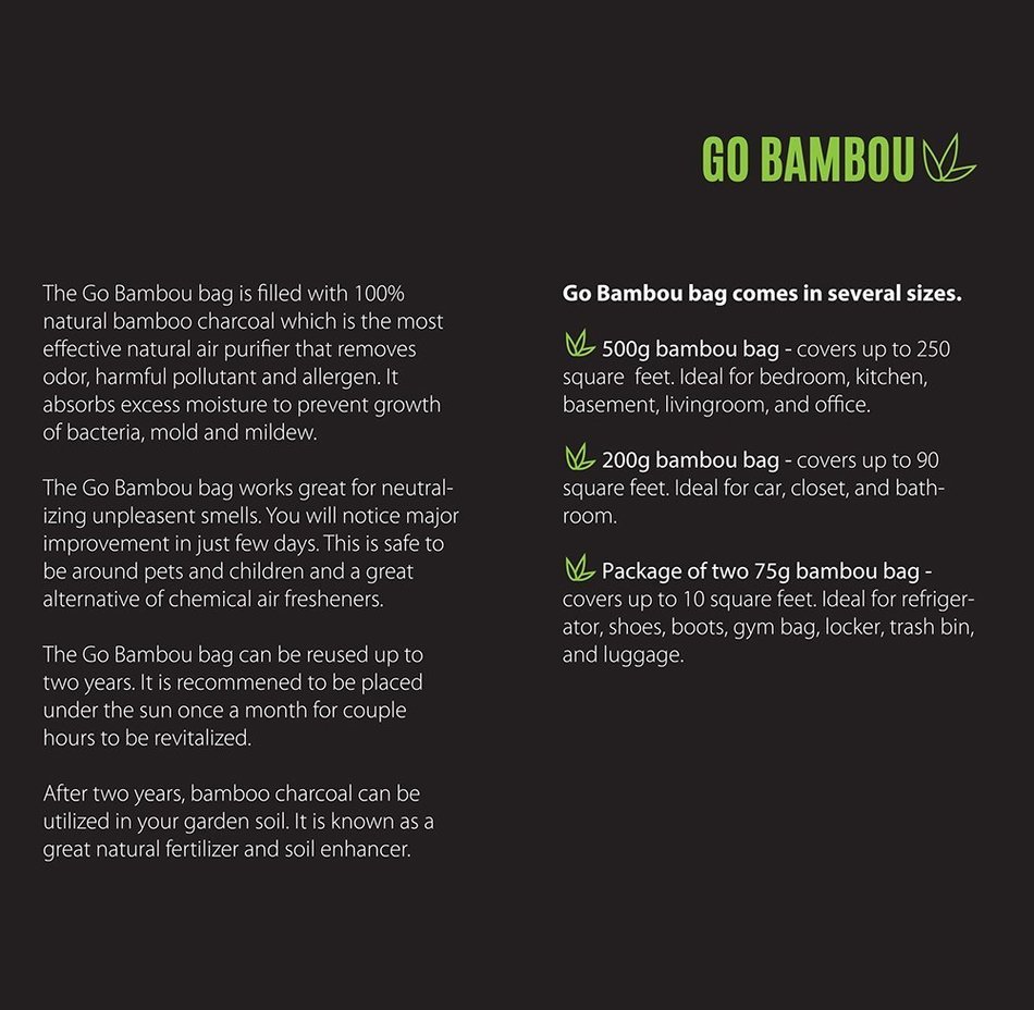 Go Bambou 100% Natural Bamboo Charcoal Air Purifying Bag - 500g (1) N4