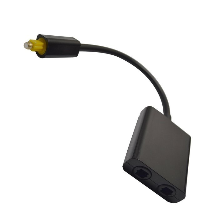 VIMVIP Toslink Digital Optical Fiber Optic Splitter 1 in 2 Out Audio Adapter Cable -Black N2