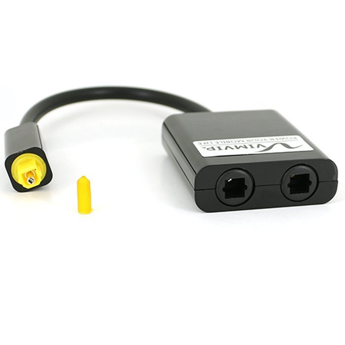 VIMVIP Toslink Digital Optical Fiber Optic Splitter 1 in 2 Out Audio Adapter Cable -Black N4