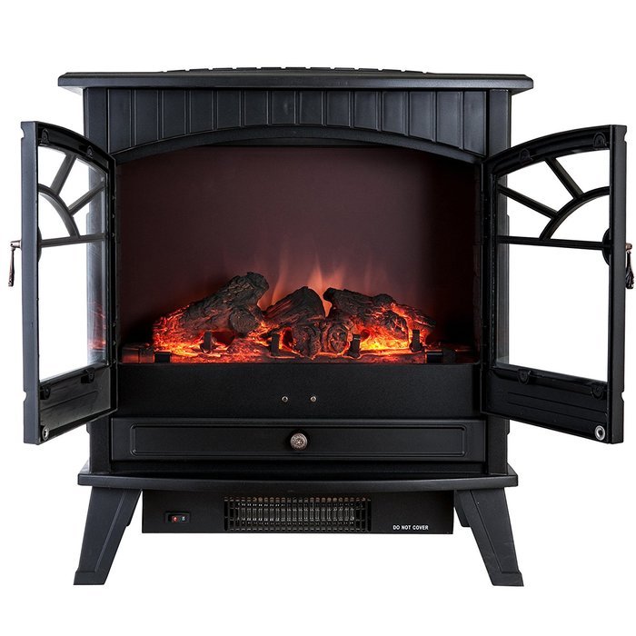 AKDY 23" Tempered Glass 1500W Adjustable Freestanding Portable Logs Style Electric Fireplace Heater Stove N8
