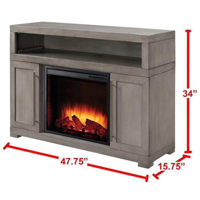Muskoka 238-152-89 Mackenzie 48 inch Media Electric Fireplace in Light Weathered Grey Finish (Mass) N2