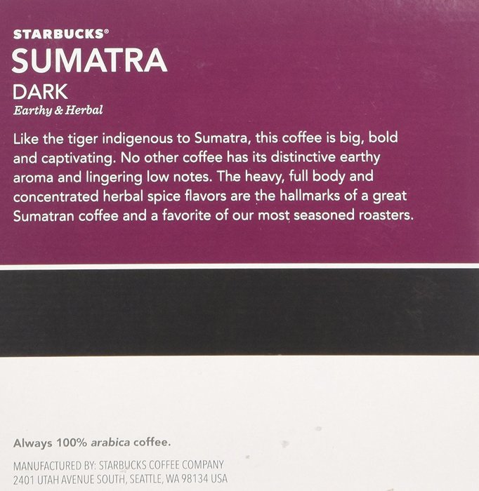 Keurig Starbucks Sumatra Dark Roast, 48 Count N5