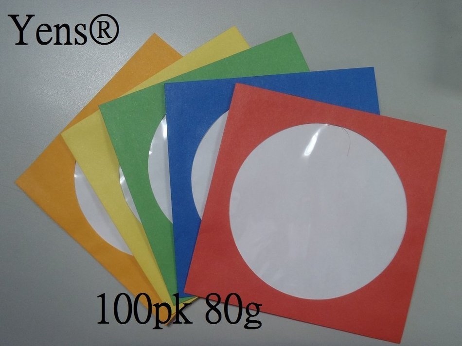 Yens 1000 pcs White CD DVD Paper Sleeves Envelopes with Flap and Clear Window N3