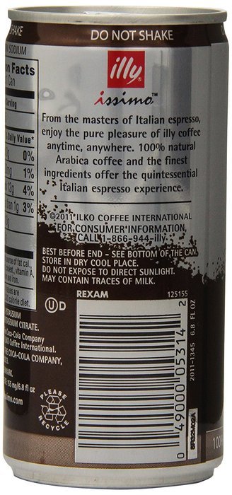 illy issimo Coffee Drink, Caff&egrave;, 6.8-Ounce Cans (Pack of 12) N10