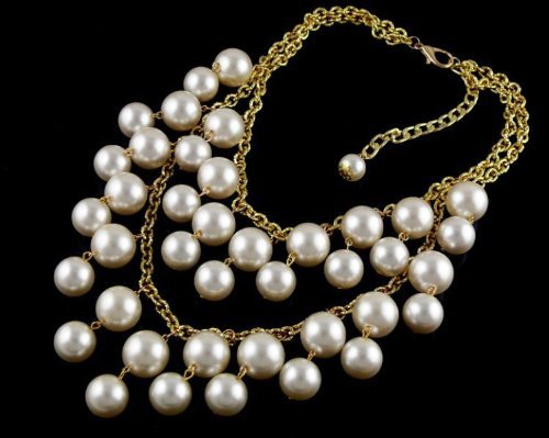 Vogue Trend Woman Luxury multilayer Jewelery Pearl Bubble Bib Statement Necklace 2 Broke Girls NC-09 N4