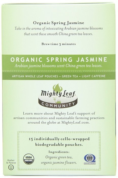 Mighty Leaf Tea, Organic Spring Jasmine, 15-Count Whole Leaf Pouches (Pack of 3) N3