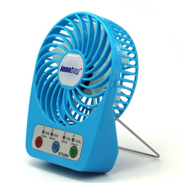Innobay&reg; Mini Handy Portable Rechargeable Fan Operated by Built-in Lithium Battery, 7 blades, 4 Speeds of Air...
