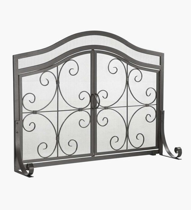 Plow & Hearth Large Crest Flat Guard Fireplace Screen