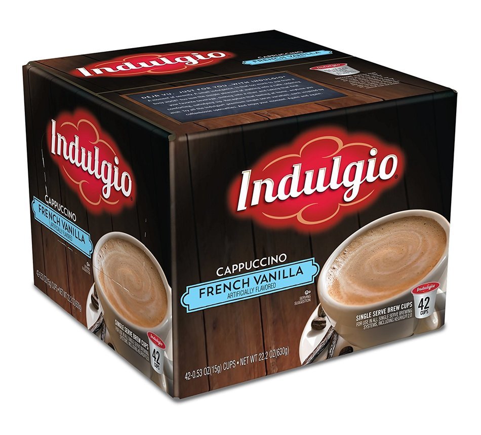 Indulgio French Vanilla Cappuccino Single Serve K-cup, 42 Count (Compatible with 2.0 Keurig Brewers) N110