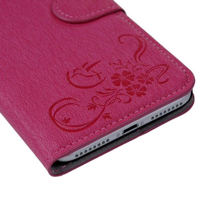 iPhone 7 Plus Case (5.5 inch) - Flip Wallet Stand Case Embossed Flowers PU Leather Shock-Absorption Soft TPU Inner... N31