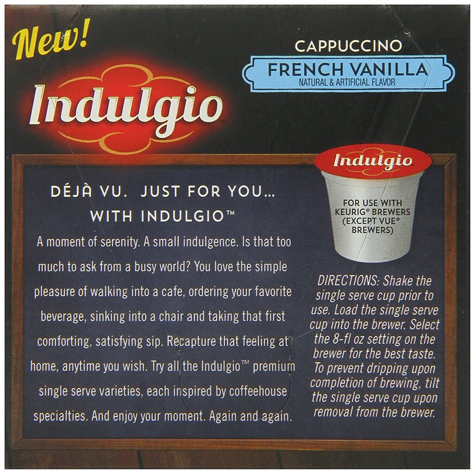 Indulgio French Vanilla Cappuccino Single Serve K-cup, 42 Count (Compatible with 2.0 Keurig Brewers) N114