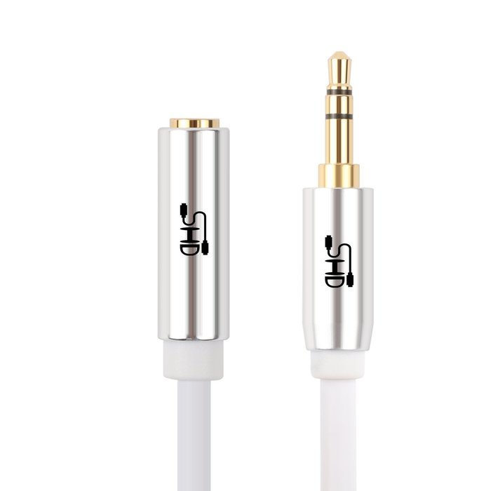 Super HD 3.5mm Aux Stereo Audio Extension Cable Slim Male to Female Type 24K Gold Plated Step Down Design Metal... N4