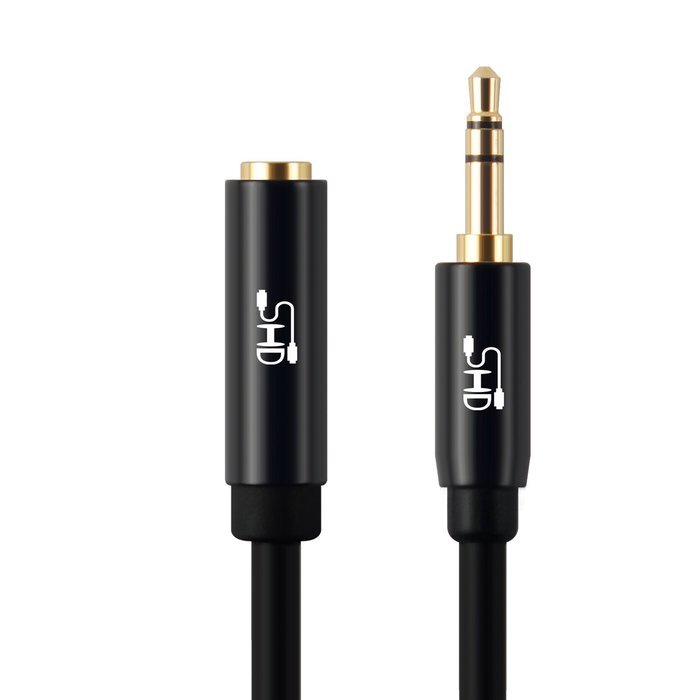 Super HD 3.5mm Aux Stereo Audio Extension Cable Slim Male to Female Type 24K Gold Plated Step Down Design Metal... N5