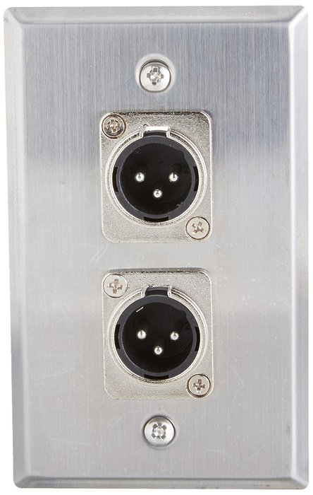Seismic Audio SA-PLATE40 Stainless Steel Wall Plate Dual XLR Male Connectors for Cable Installation