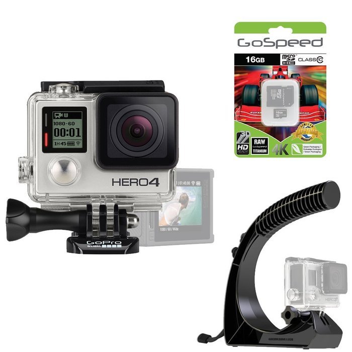 GoPro Hero4 Hero 4 12MP Full HD 4K 15fps 1080p 60fps Built-In Wi-Fi Waterproof Wearable Camera Silver Adventure... N5