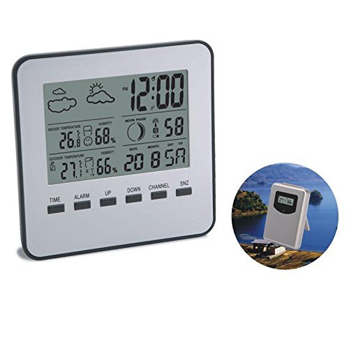 Wireless Indoor/Outdoor Weather Station with Perpetual Calendar, Clock, Humidity,Moon Phase and many more features