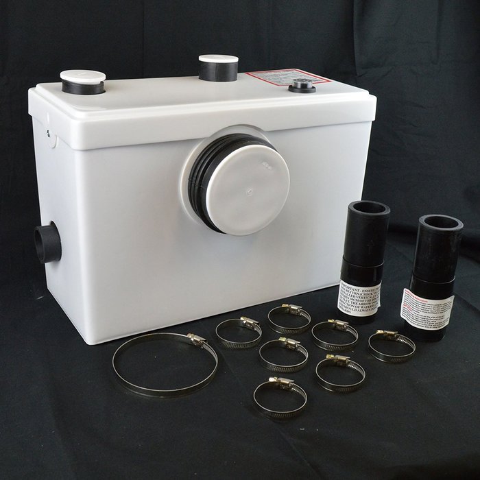 3 INLETS 400X270X180MM MACERATOR PUMP FOR TOILET WC & BASIN SINK & BATH & DISH WASHER OR ANY SANITARY WATER WASTE...