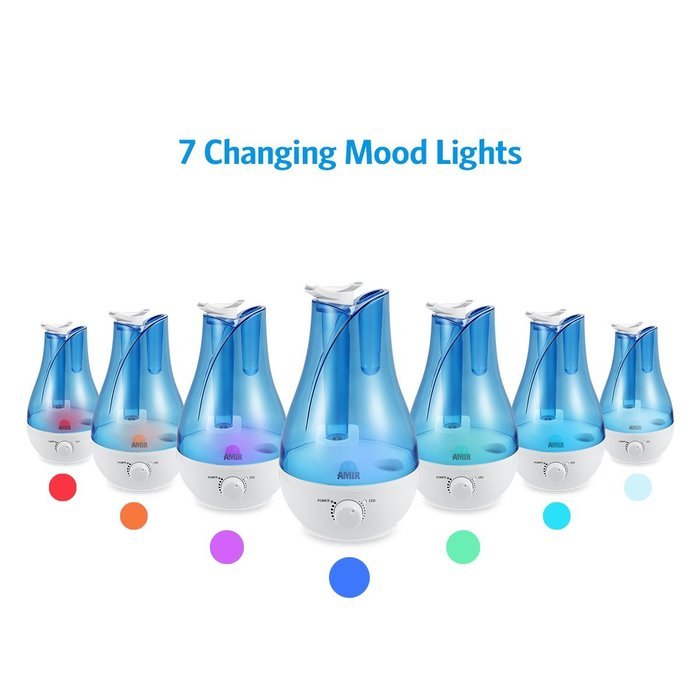 Amir 2.8L Cool Mist Humidifier, Advanced Ultrasonic Humidifier, Aroma Oil Diffuser, Best Air Humidifier with Color... N4