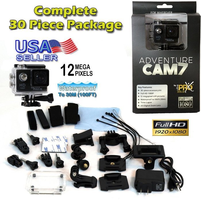 UltraProX Adventure Cam 7 Full HD 1080P Sport Action Helmet Camera Includes FREE Accessory Kit for GoPro N3