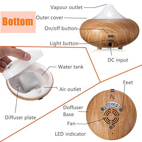 KING DO WAY Cool Mist Humidifier LED Ultrasonic Aroma Diffuser Purifier Essential Aromatherapy Oil Diffuser for... N6