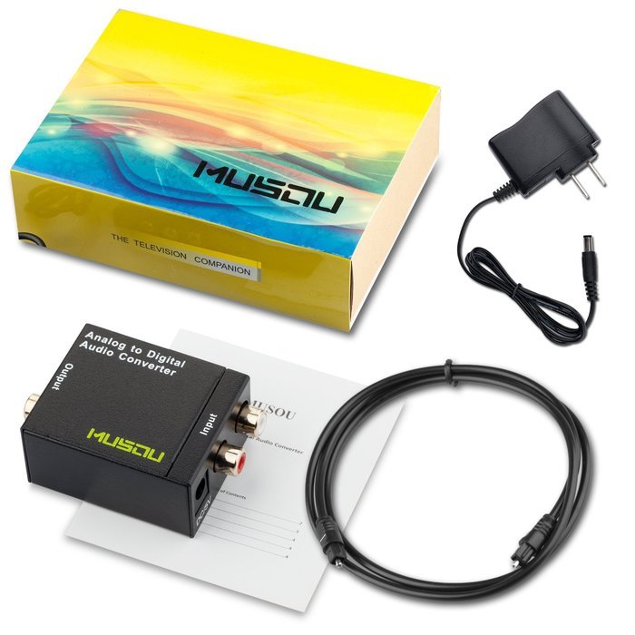 Musou RCA Analog to Digital Optical Toslink Coaxial Audio Converter Adapter with Optical Cable