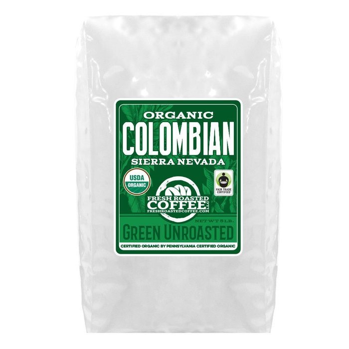 Green Unroasted Coffee, 5 Lb. Bag, Fresh Roasted Coffee LLC. (Colombian Supremo) N25