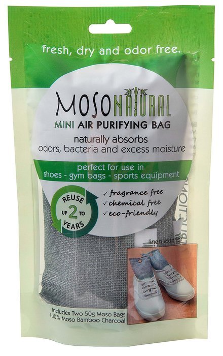 Four (4) Mini Moso Air Purifying Bags (Two Packs of Two). Naturally Absorbs Odors in Shoes, Gym Bags, Backpacks... N2