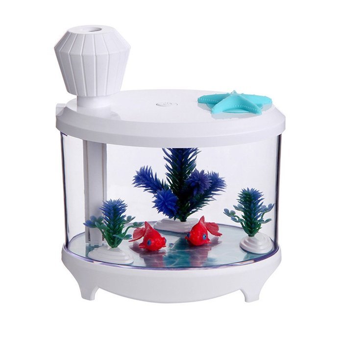 HOPESOOKY Fish Tank Nightlight Humidifier,460ML Air Purifier Mist Portable USB Aroma Steam Diffuser (White) N6