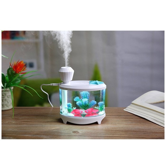 HOPESOOKY Fish Tank Nightlight Humidifier,460ML Air Purifier Mist Portable USB Aroma Steam Diffuser (White) N7