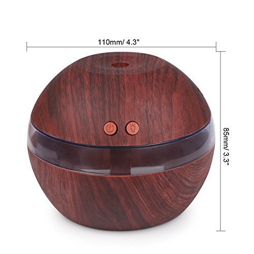 Ultrasonic Humidifier,Powstro Wood Grain 300ml Air Aroma Aromatherapy Essential Oil Diffuser With Blue LED Light... N12