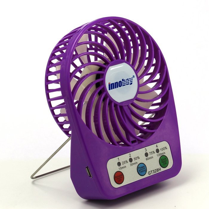 Innobay&reg; Mini Handy Portable Rechargeable Fan Operated by Built-in Lithium Battery, 7 blades, 4 Speeds of Air... N9