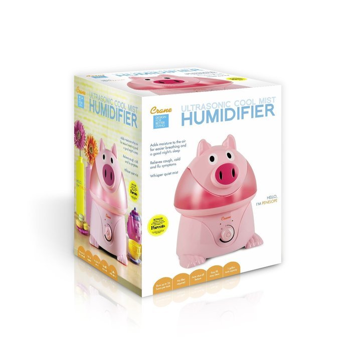 Crane Adorable Ultrasonic Cool Mist Humidifier with 2.1 Gallon Output per Day - Pig N2
