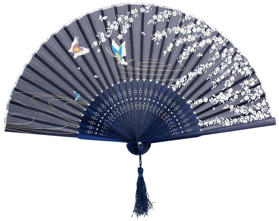 Leegoal(TM) Pink and Green Cherry Blossom Pattern Lace Bamboo Handheld Folding Fans for Girls Women N36