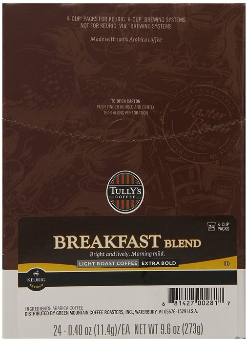 Tully's Coffee Breakfast Blend K-Cup for Keurig Brewers (Pack of 96) N4
