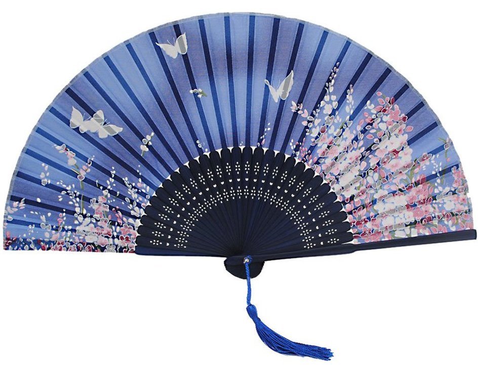 Leegoal(TM) Pink and Green Cherry Blossom Pattern Lace Bamboo Handheld Folding Fans for Girls Women N44