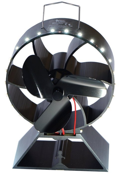 New design Heat Powered Stove Fan with Leds for Wood / Log Burner/Fireplace - Eco Friendly (WHITE) N2