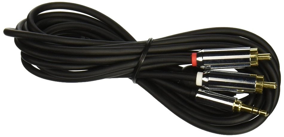 Monoprice 109768 6-Feet 3.5mm Stereo Male to RCA Stereo Male Gold Plated Cable for Mobile, Black N2