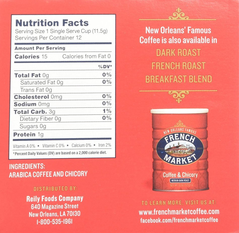French Market Coffee Roast Single Serve Cups, Dark Roast Coffee and Chicory (2 Pack of 12) N6