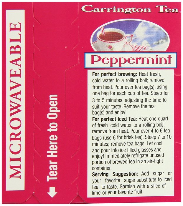 Carrington Tea, Peppermint, 20 Tea Bags (Pack of 6) N3
