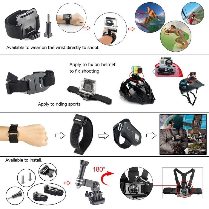 Soocoo Action Camera Accessories Kit for Gopro Hero 4/3+/3/2/1 SJCAM SJ4000 5000 6000 7000 Soocoo C30/C10S Cameras... N4
