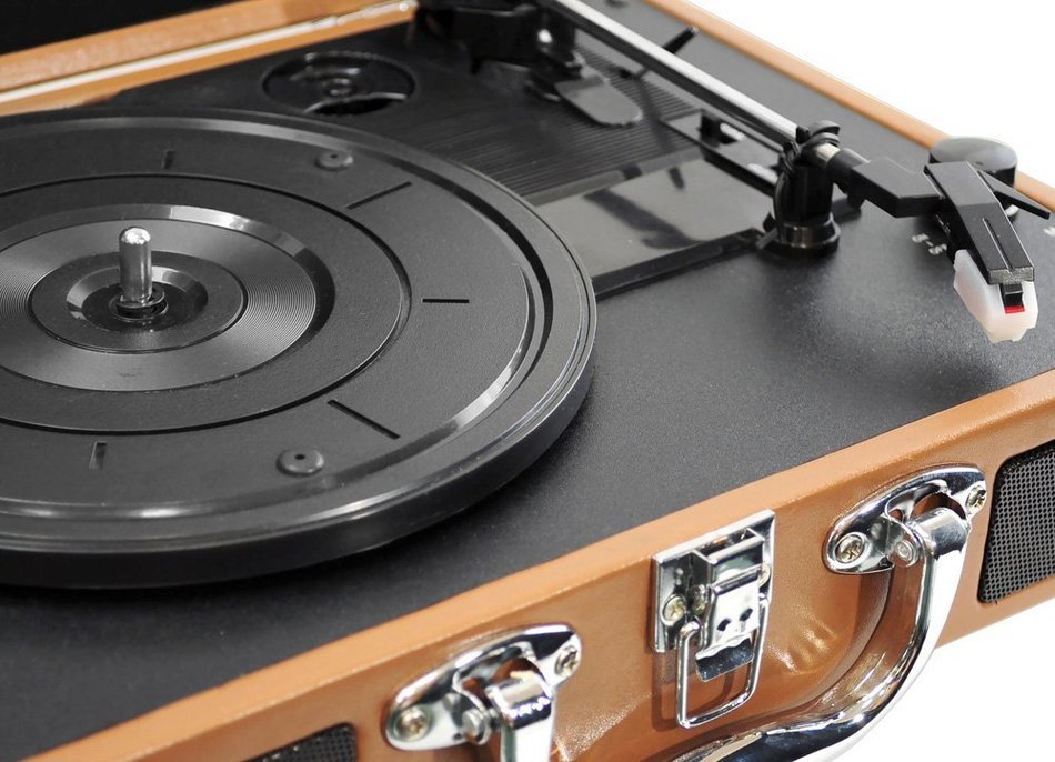 PYLE PVTT2UGR Retro Belt-Drive Turntable with USB-to-PC Connection with Built-In Rechargeable Battery (Gray)