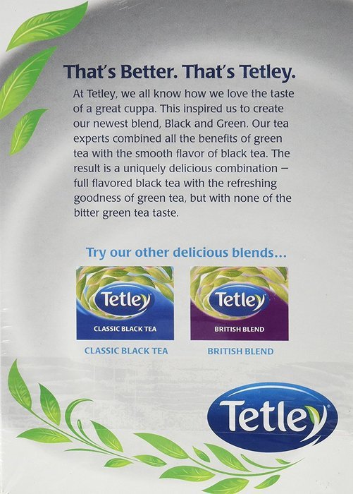 Tetley, Black & Green Tea Bags, 72 Count, 5.08oz Box (Pack of 3) N4