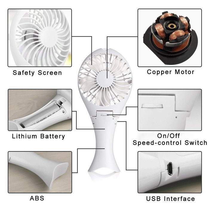 Niceshop Handfan Rechargeable Fans Portable Battery Fan USB Mini Foldable Personal Cooling with Umbrella Hanging...