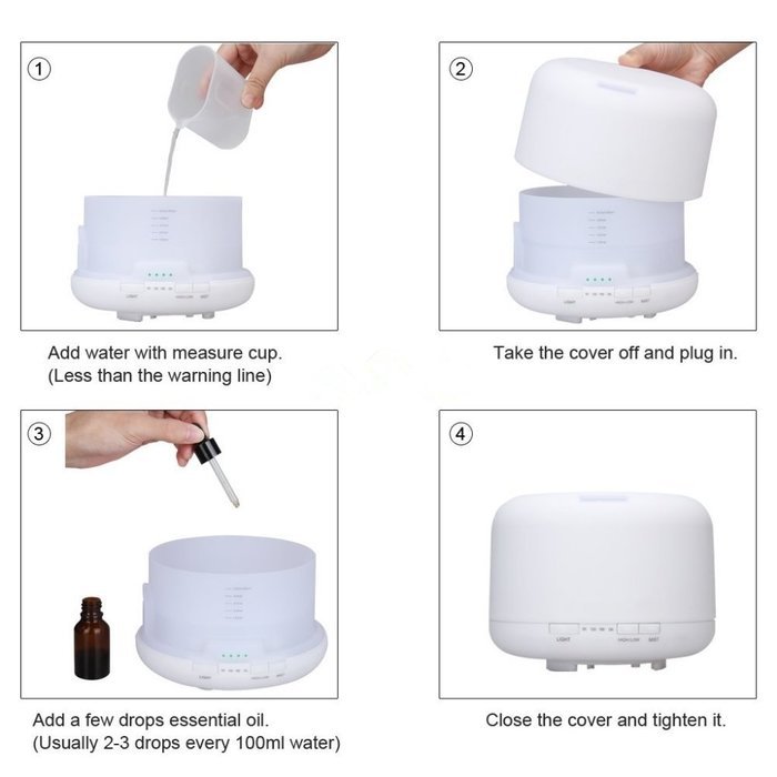 Anchellyn 500ML Aromatherapy Essential Oil Diffuser Auto Shut off Cool Aroma Mist Humidifier with 7 Colors LED... N10