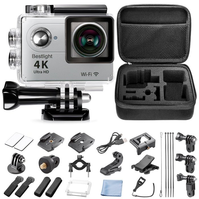 Bestlight sport Action Camera 12MP 4K 60fps WIFI 2-Inch LCD Display 170&deg; Wide Angle Full HD Lens,98FT/30m Waterproof...