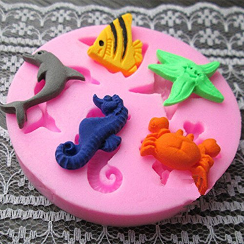 Sea Animal Silicone Fondant Mold Sugar Craft Cake Baking Mats Decorating Tools Mould