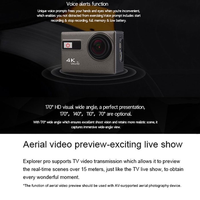 Coolbiz F68 Wifi 4K Ultra HD 2.0 Screen 170 Viewing Angles Adjustable Waterproof Outdoor Sports Action Camera