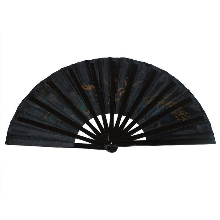 Chinese Kung Fu Tai Chi Fan Arts Dance/Practice Performance Bamboo Folding Fan (Dragon And Phoenix blue background) N4